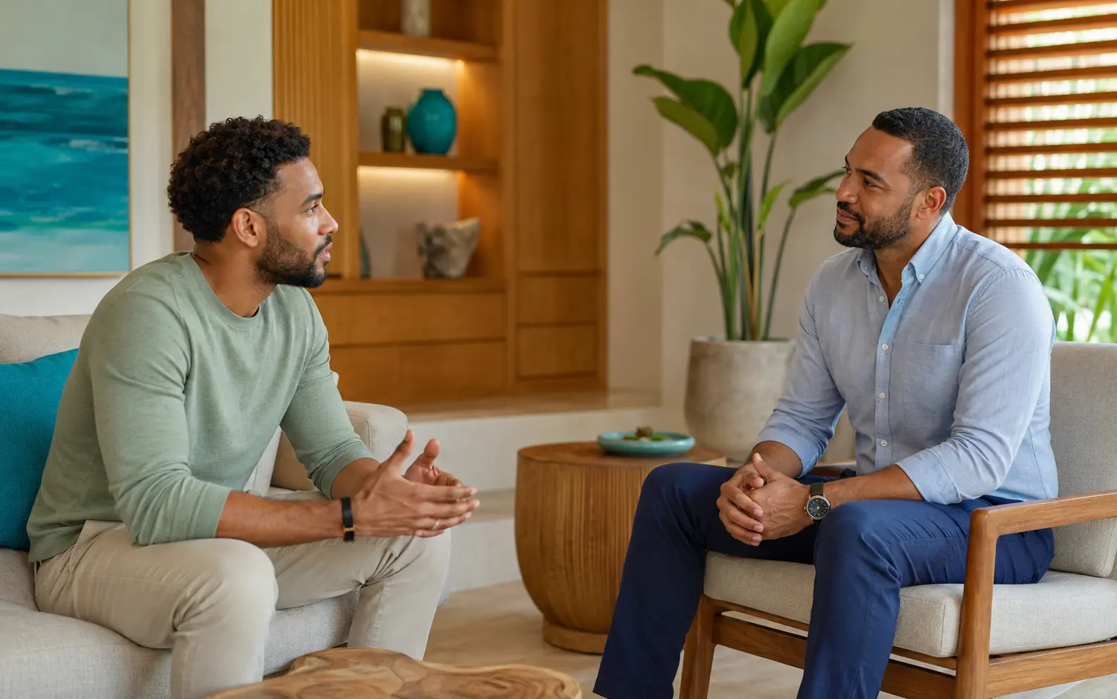 Hombre dominicano participando en terapia